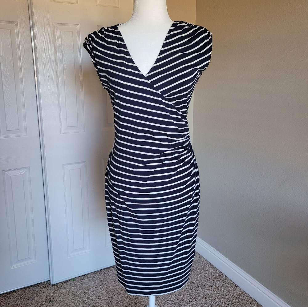 Ann Taylor Blue and White Striped Dress Size S